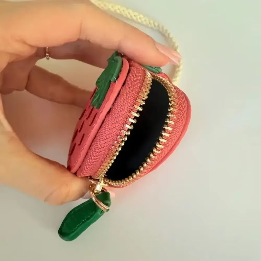 🍒 Mini Cherry & Strawberry Coin Purse – Cute Korean Style Keychain Bag 🍓