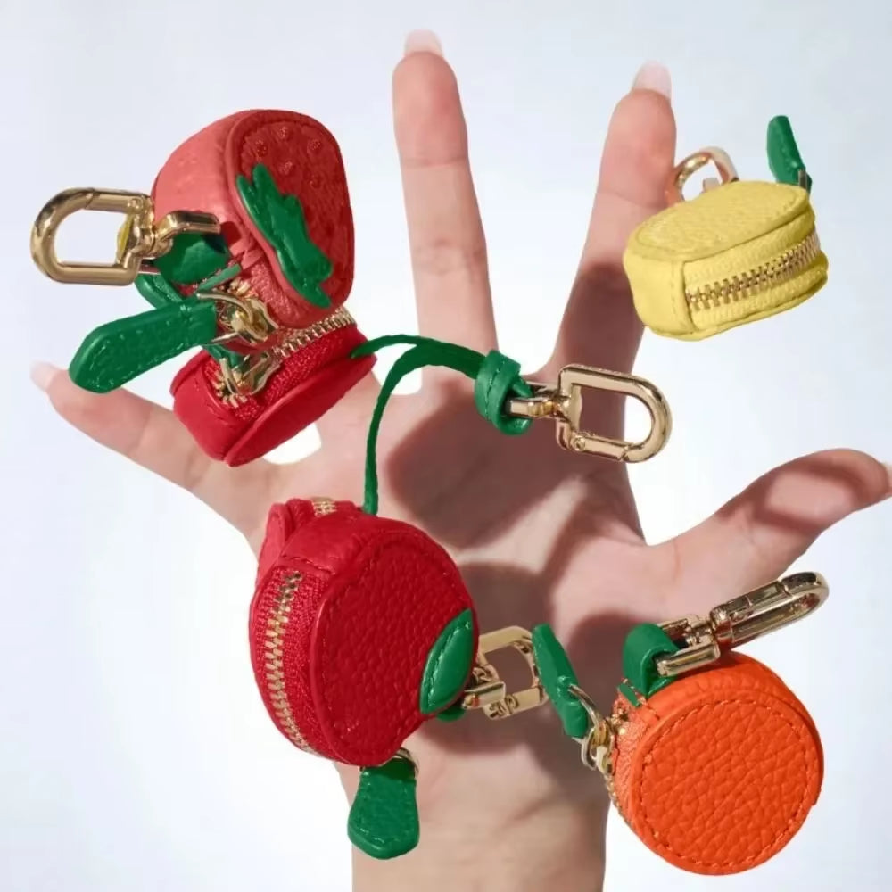 🍒 Mini Cherry & Strawberry Coin Purse – Cute Korean Style Keychain Bag 🍓