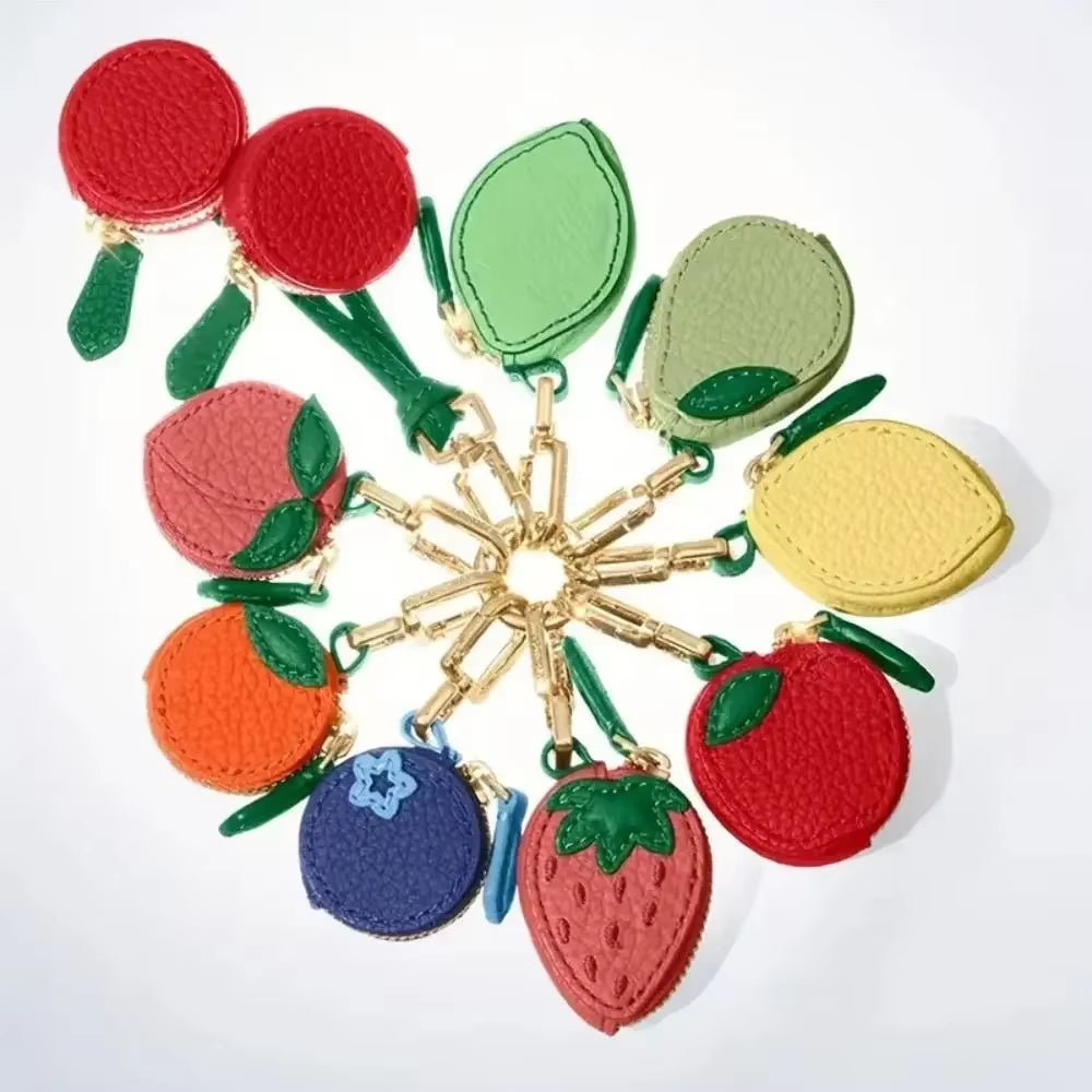 🍒 Mini Cherry & Strawberry Coin Purse – Cute Korean Style Keychain Bag 🍓