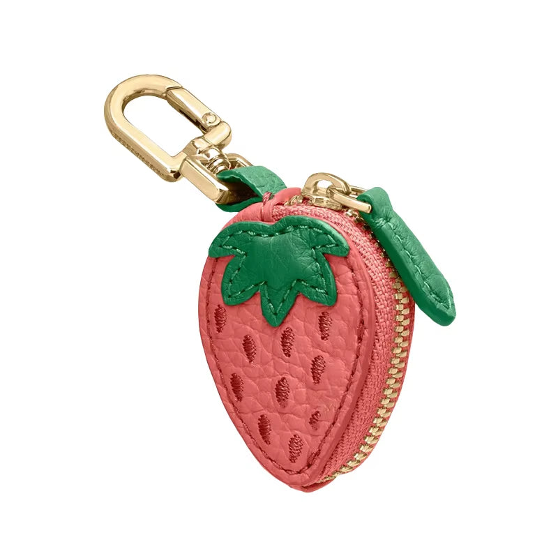 🍒 Mini Cherry & Strawberry Coin Purse – Cute Korean Style Keychain Bag 🍓