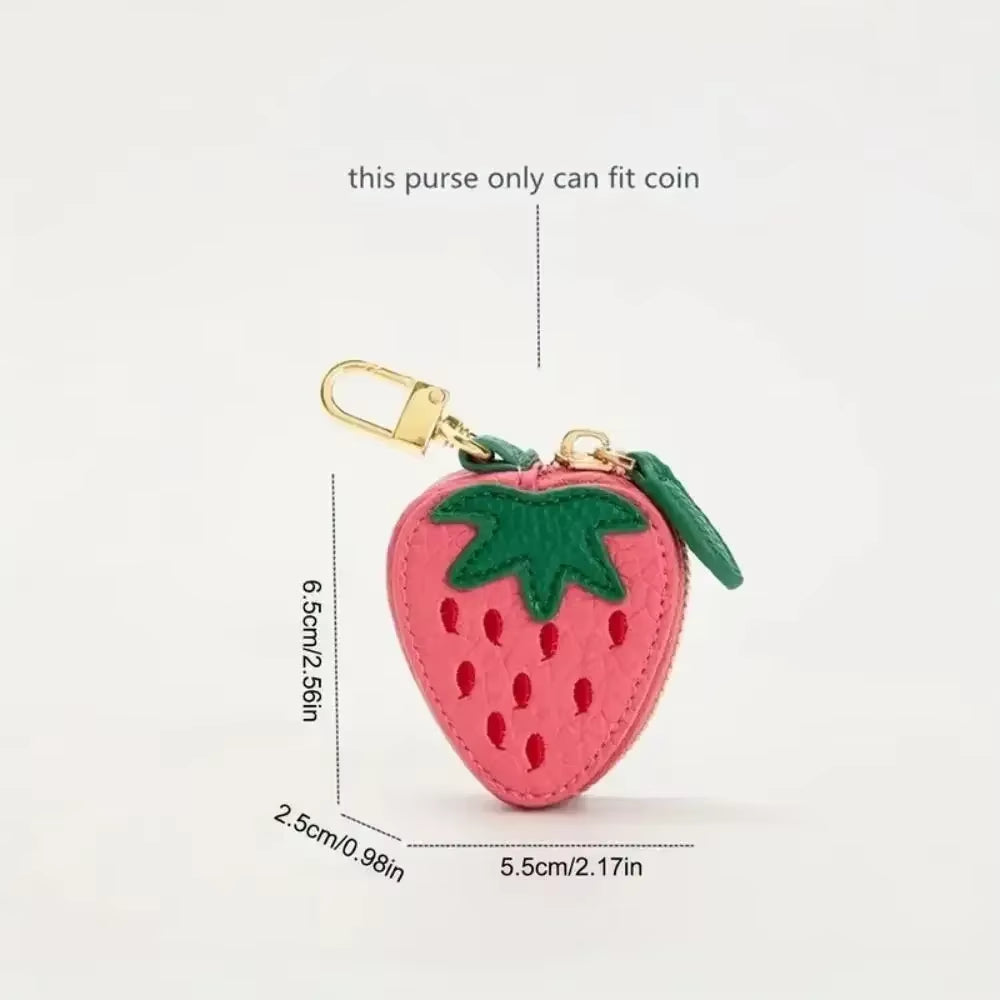 🍒 Mini Cherry & Strawberry Coin Purse – Cute Korean Style Keychain Bag 🍓