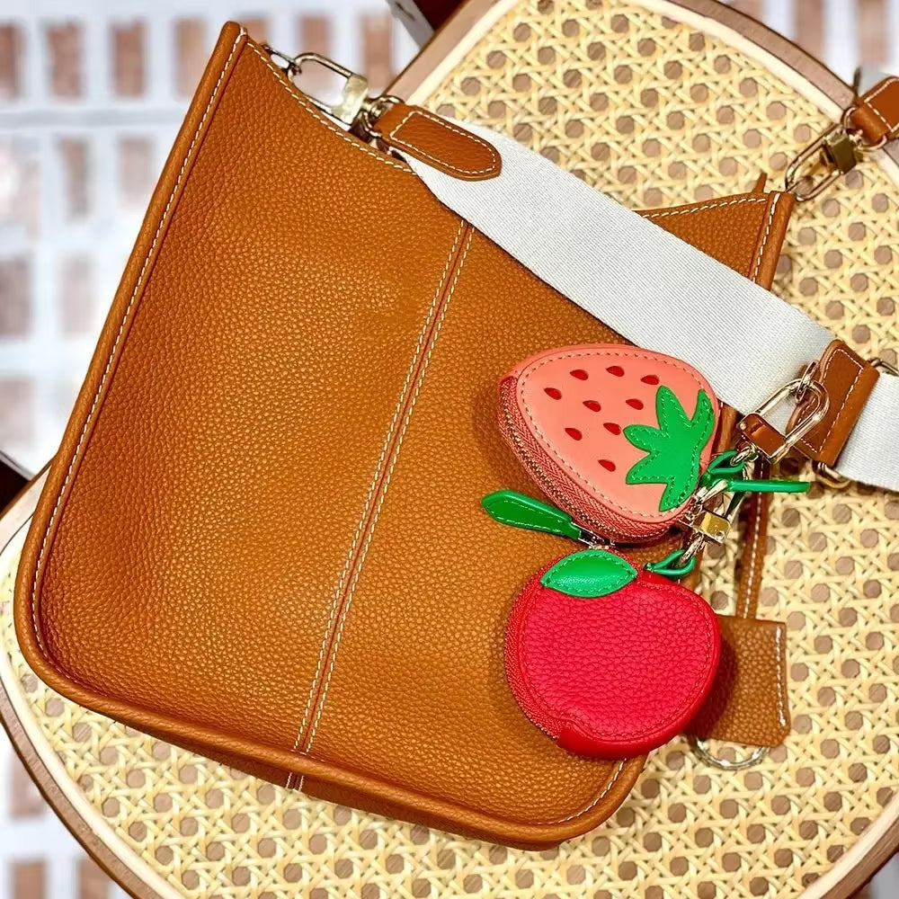 🍒 Mini Cherry & Strawberry Coin Purse – Cute Korean Style Keychain Bag 🍓