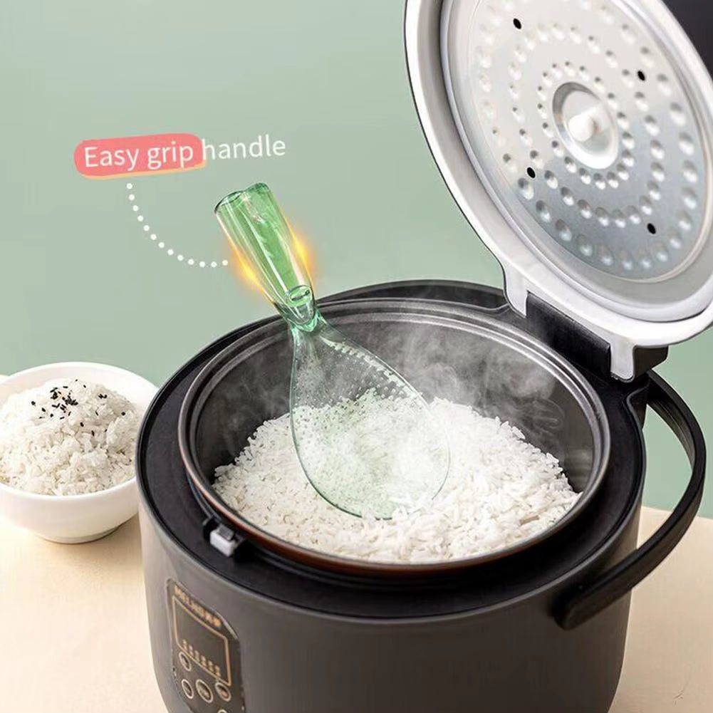 Transparent Non-Stick Rice Spoon with Stand, Cute Design for Safe Cooking and Serving Porridge