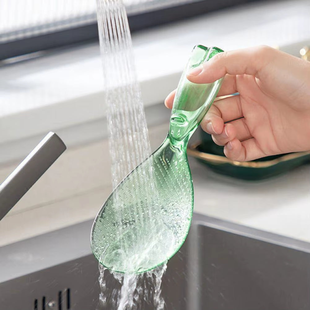 Transparent Non-Stick Rice Spoon with Stand, Cute Design for Safe Cooking and Serving Porridge