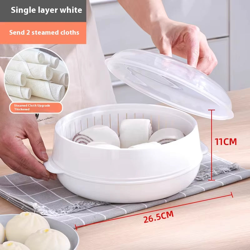 Professional Home Multichamber Steamed Bun Steamer with Food-Grade Thickened Material for Microwave Use