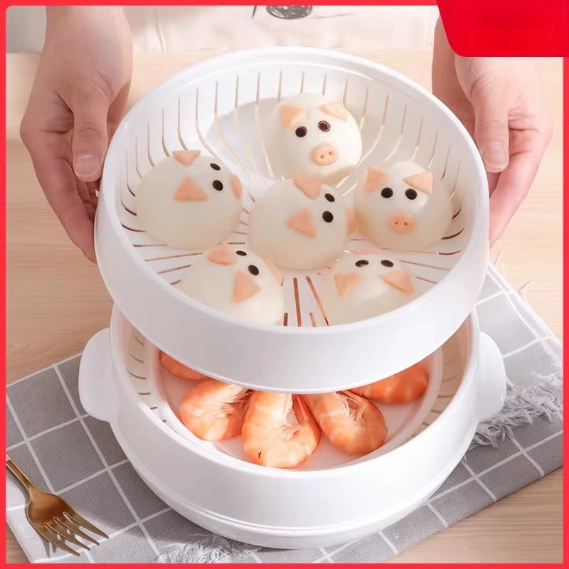 Professional Home Multichamber Steamed Bun Steamer with Food-Grade Thickened Material for Microwave Use