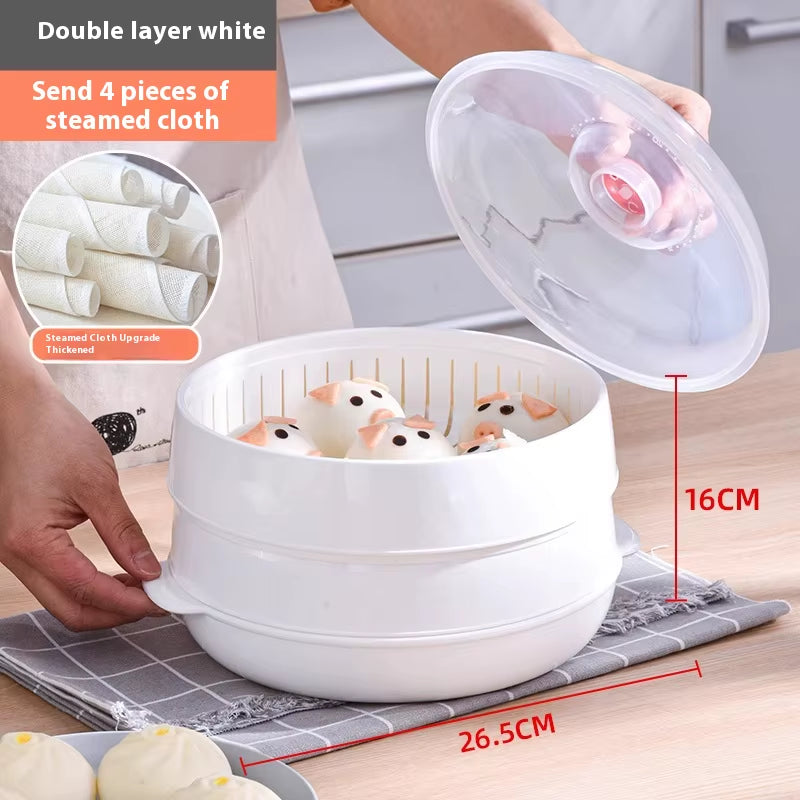Professional Home Multichamber Steamed Bun Steamer with Food-Grade Thickened Material for Microwave Use