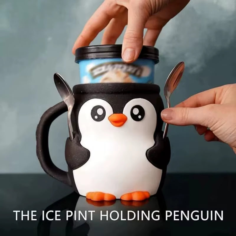 3D Printed “Pebbles the Penguin” Ice Cream Pint Container with Anti-Freeze Handle
