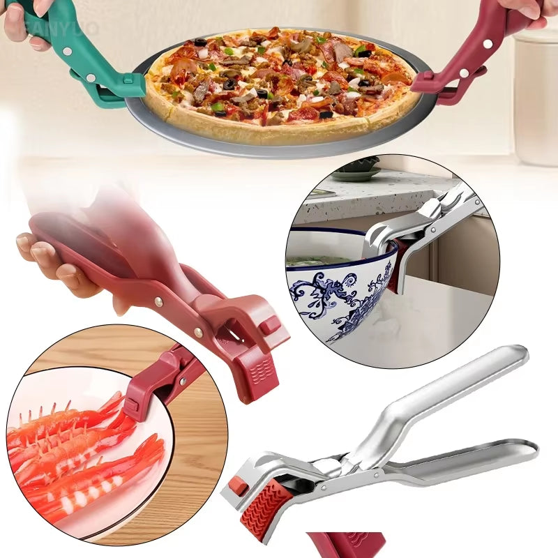 Stainless Steel Gripper Clips Hot Dish Plate Anti-Scald Clip Non-Slip Bowls Clamp Holder for Frying Pans Air Fryer Steamers Oven