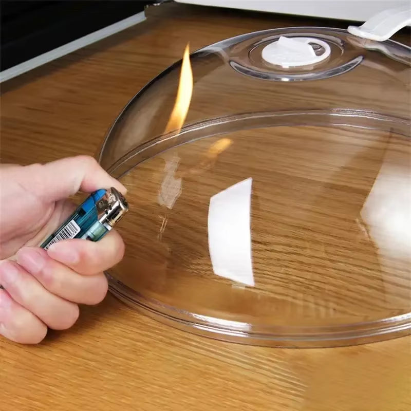 Microwave Food Splash Guard with Handle - Transparent Cover for Oven Heating and Cooking Utensils