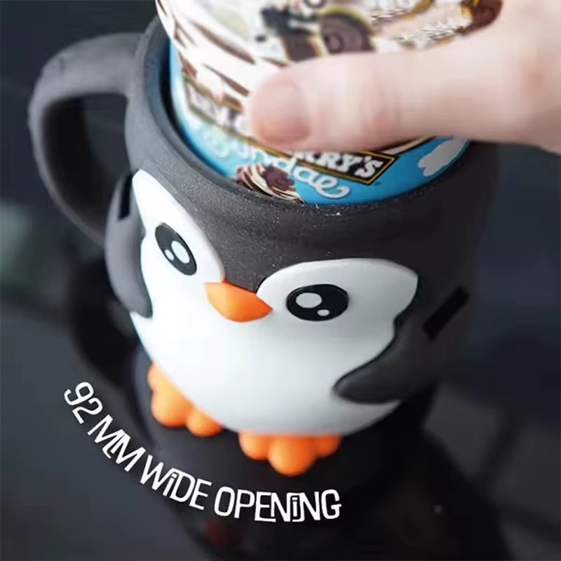 3D Printed “Pebbles the Penguin” Ice Cream Pint Container with Anti-Freeze Handle