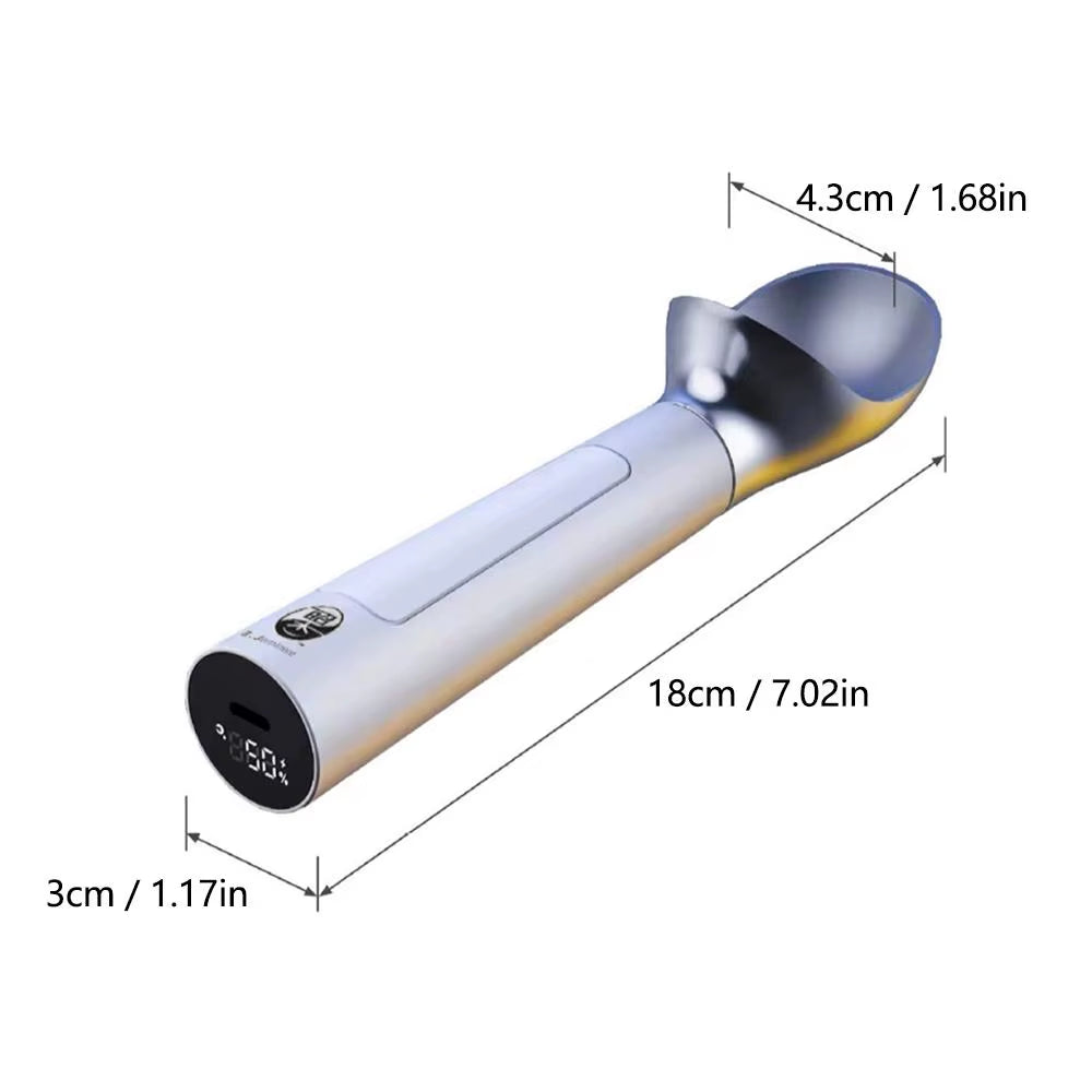 Rechargeable Electric Ice Cream Scoop with LED Display - Effortless Scooping for Ice Cream Enthusiasts, Ideal Kitchen Gift