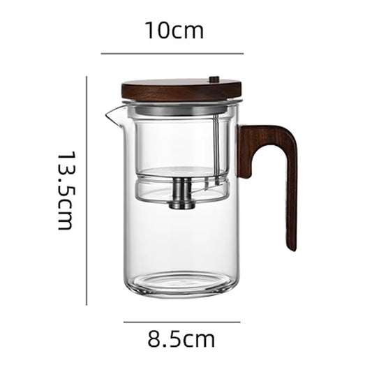 Water Separation Inner Container Teapot One Click Magnetic Switch Tea Separation Filtration Glass Tea Pot Wood Handle Teapot