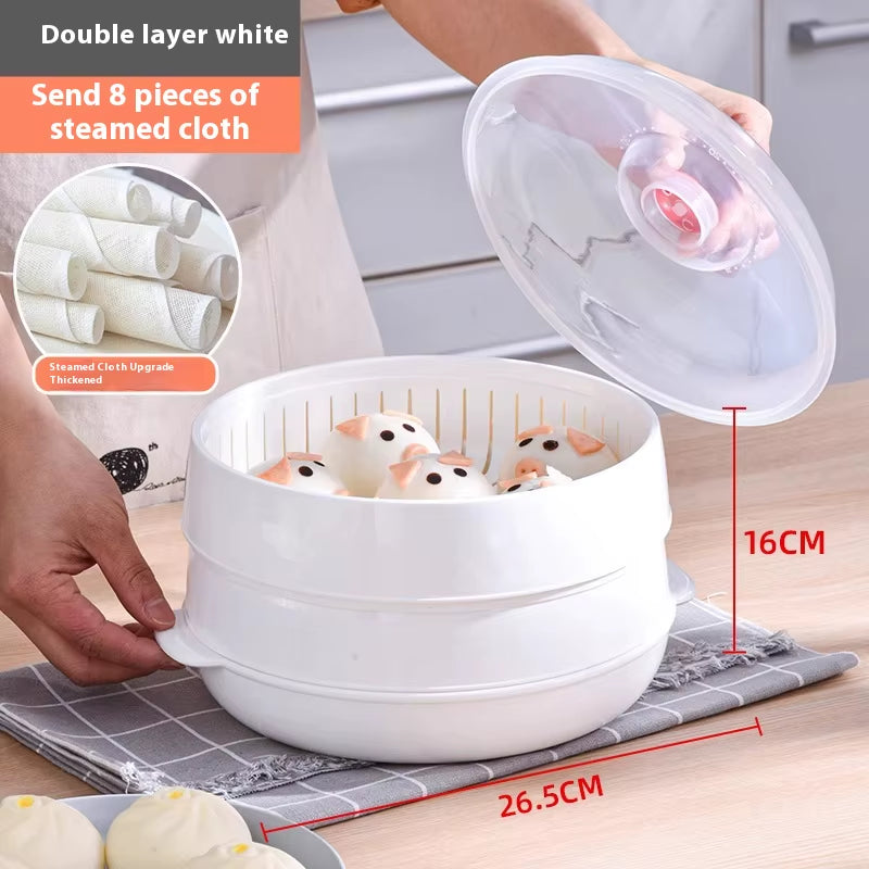 Professional Home Multichamber Steamed Bun Steamer with Food-Grade Thickened Material for Microwave Use