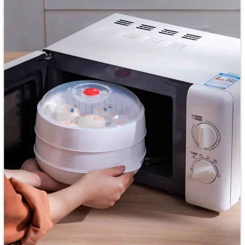 Professional Home Multichamber Steamed Bun Steamer with Food-Grade Thickened Material for Microwave Use