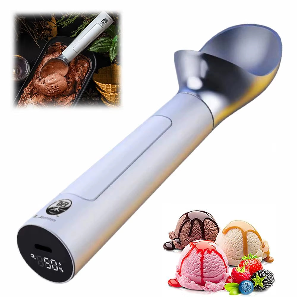 Rechargeable Electric Ice Cream Scoop with LED Display - Effortless Scooping for Ice Cream Enthusiasts, Ideal Kitchen Gift