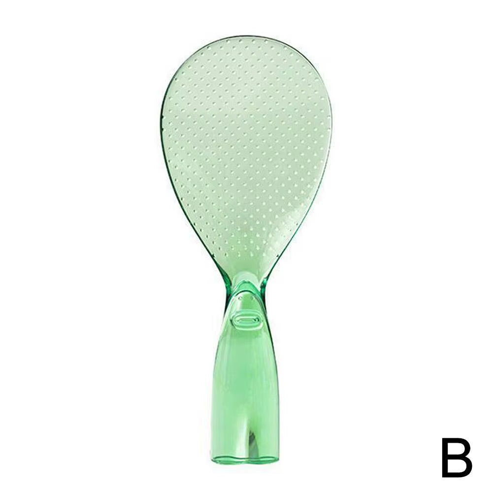 Transparent Non-Stick Rice Spoon with Stand, Cute Design for Safe Cooking and Serving Porridge