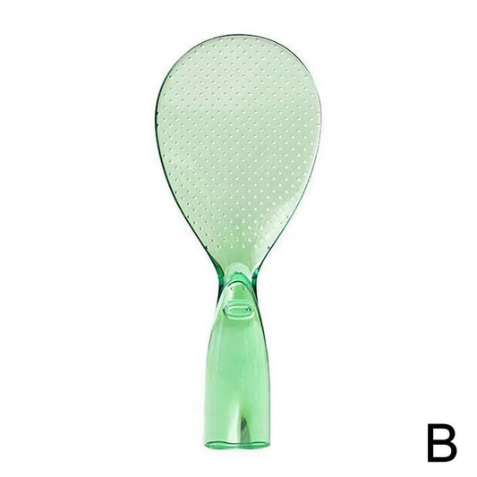 Transparent Non-Stick Rice Spoon with Stand, Cute Design for Safe Cooking and Serving Porridge